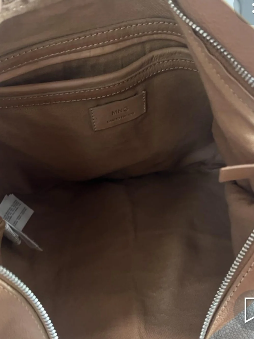 Mango Caramel Crescent Leather Hobo Shoulder Bag